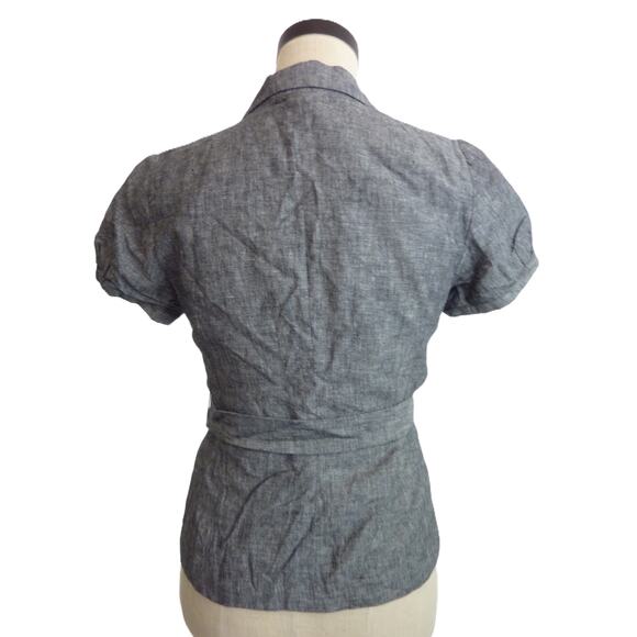 Banana Republic Blue Chambray Short Sleeve Blazer Jacket Petite 4P - Picture 3 of 6